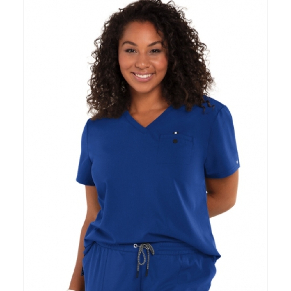 Blue V-Neck Scrub Top